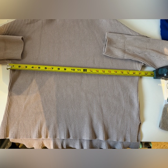 ANTHROPOLOGIE Saturday Sunday Womens Med Cowl Neck Sweater Textured Chevron Tan - Picture 5 of 10